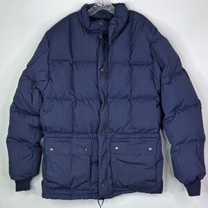 Vintage Eddie Bauer Goose Down Navy Blue Parka Jacket Size Large Tall